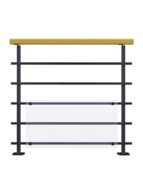 Balustrade Alliance bois et métal : main courante bois et tubes et poteaux rectangulaire en acier